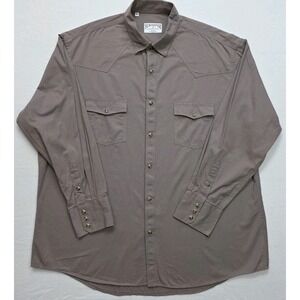 Schaefer Outfitter FW Texas Western Gray Ranchwear Pearl Snap Shirt 2XL EUC
